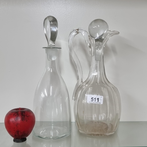 511 - Two fabulous vintage heavy cut glass decanters. Both in excellent condition with original stoppers.F... 