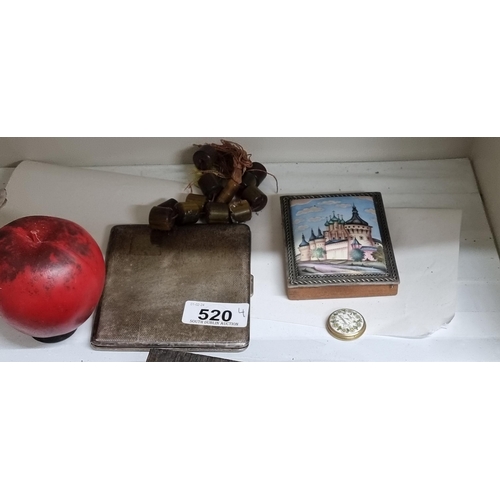 520 - A selection of four vintage items including a wonderful English made EPNS cigarette case and a beaut... 