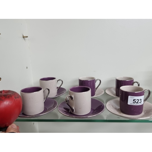 523 - Six Athezza espresso cups and saucers. With alternate colours. From the amazing, Montebello house, i... 