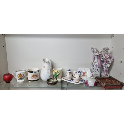 547 - A mixed lot of thirteen vintage items including an Aynsley doubled handled commemorative cup and a S... 