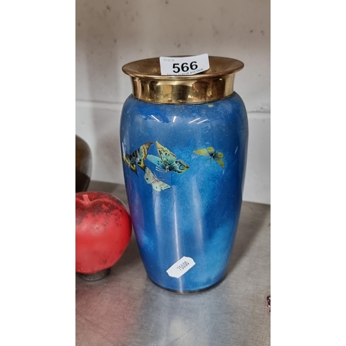 566 - A stunning antique Art Deco Stourbridge ware vase decorated with reverse painted delicate iridescent... 