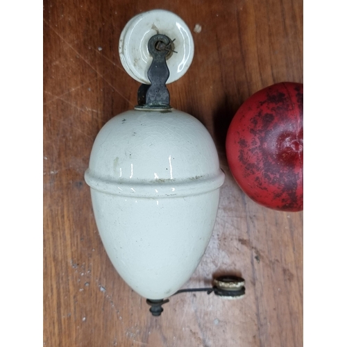 579 - A fabulous vintage early 20th century ceramic counter weight for a ceiling lamp, with ball bearings ... 