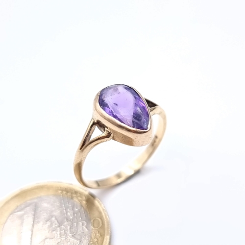 682 - Star Lot : A lovely large amethyst stone ring set in 9K gold, ring size O, weight 2.60 grams, boxed.