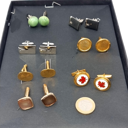 736 - A collection of seven pairs of gents cufflinks.