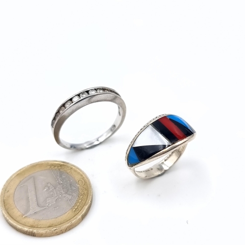 740 - Two sterling silver rings, sizes L and P, total weight 5 grams.