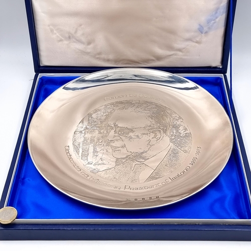 741 - Star Lot : An Irish silver Eamon De Valera celebration plate with special mark 1973, commemorating I... 