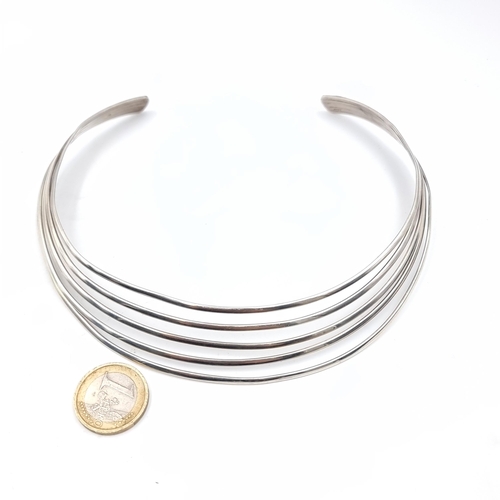 755 - A five strand sterling silver choker, weight 29 grams.