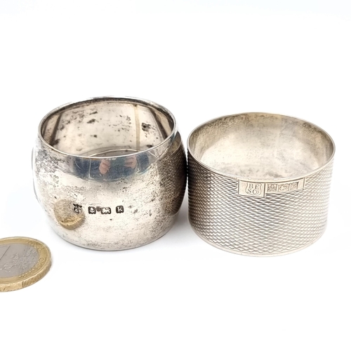 783 - Two sterling silver napkin rings, hallmarked Birmingham, weight 44 grams.