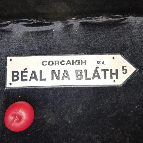 808 - A cast metal direction road plaque from Cork.