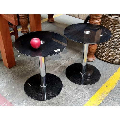 826 - Two extremely stylish contemporary black glass side tables. Very modern high quality look(sorry just... 