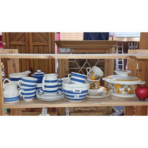 828 - A wonderful mixed lot of ceramics including a gorgeous Staffordshire made blue and white tea service... 