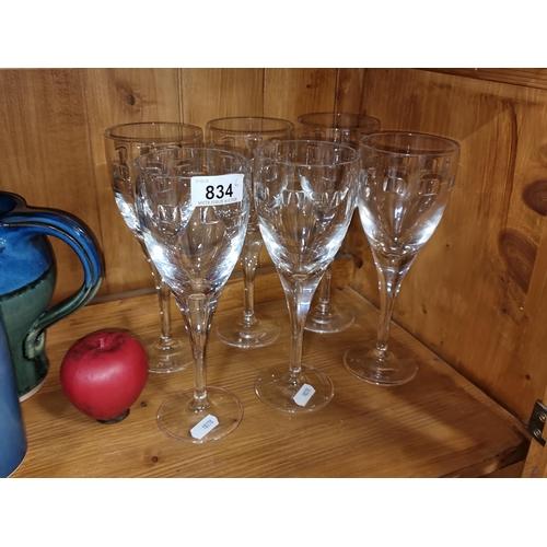 834 - Star Lot : A splendid set of six very large John Rocha for Waterford Crystal tall wine glasses. All ... 