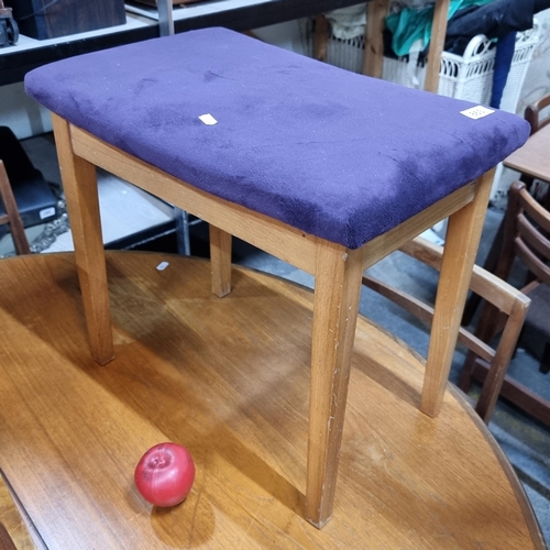 863 - A lovely foot stool / vanity stool upholstered in a soft purple fabric.