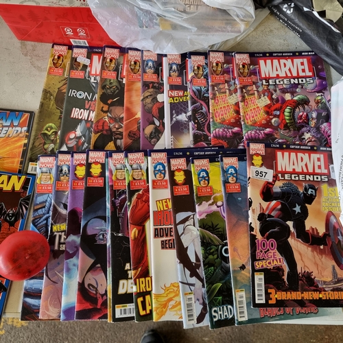 957 - A large collection of Marvel comics including Captain America and Iron Man.