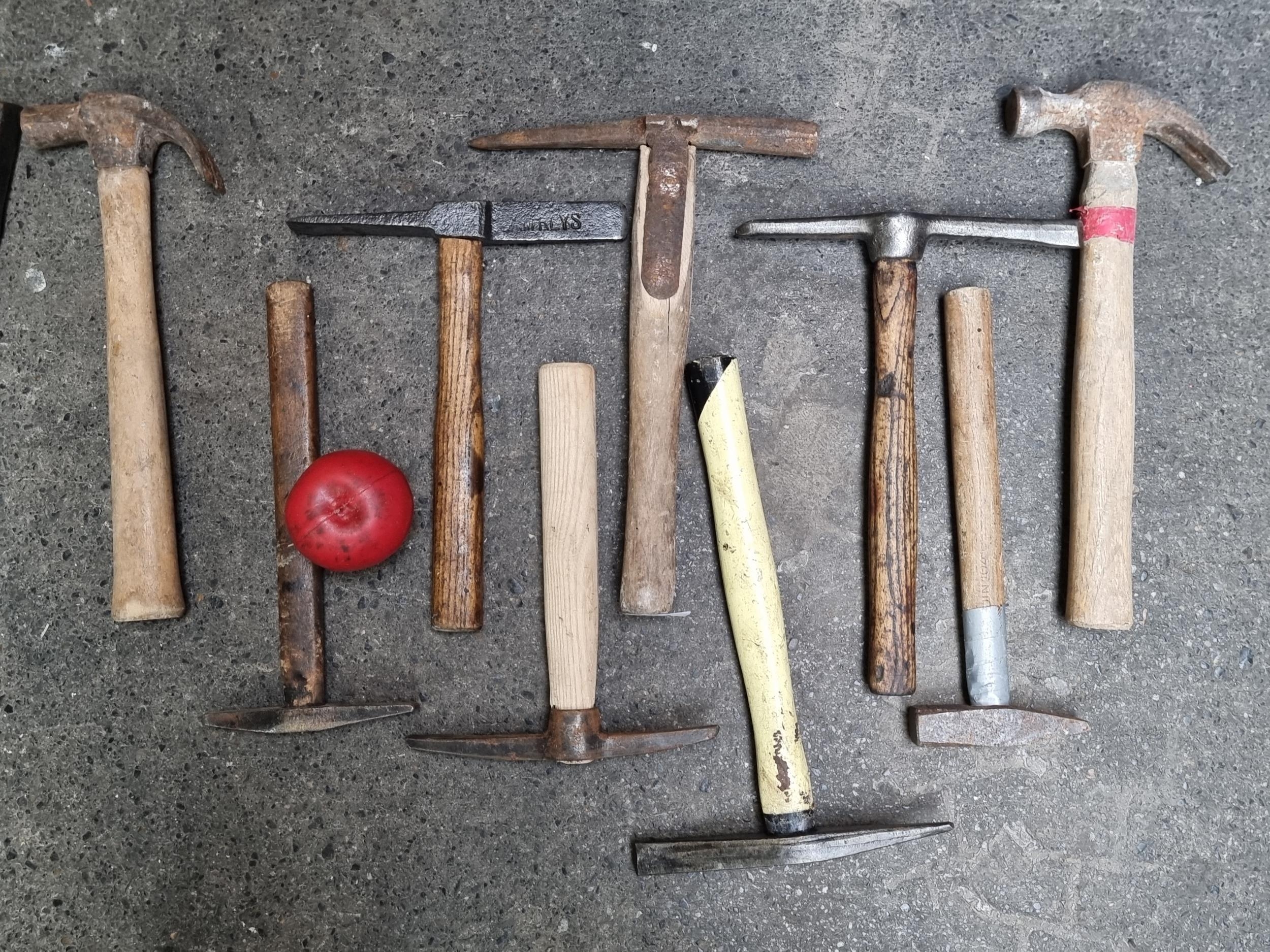 A great selection of vintage hammers inc hammers for making a dry stone ...