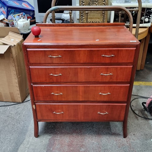 364 - Star lot : A handsome mid-century dresser with four drawers featuring delicate brass handles.