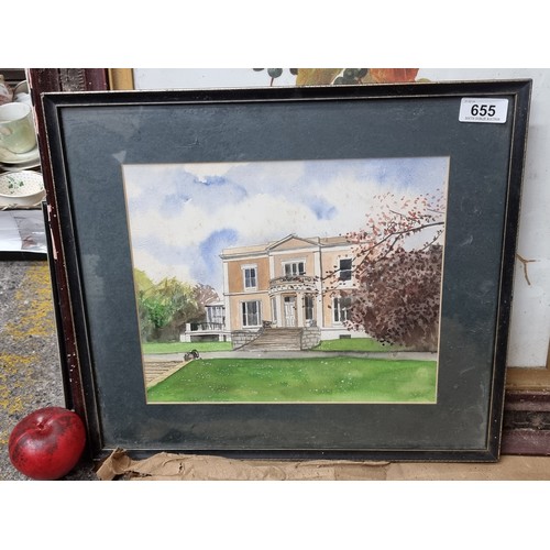 655 - A charming original watercolour on paper painting depicting the Montobello House in Killiney which i... 