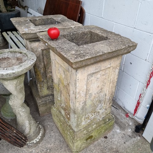 949 - Super Star Lot: Two very large fabulous stone garden pedestals. H93cm. Lots of age to these and supe... 