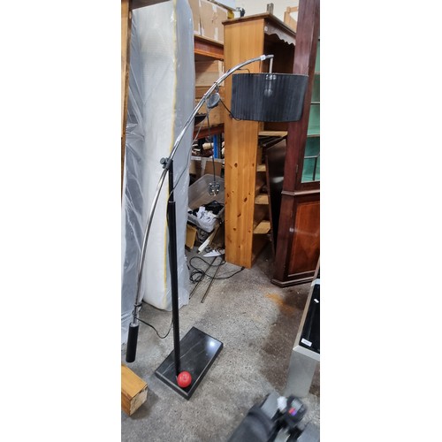 851 - Star Lot : A fabulous large floor standing lamp with a stylish large circular black shade and a heav... 