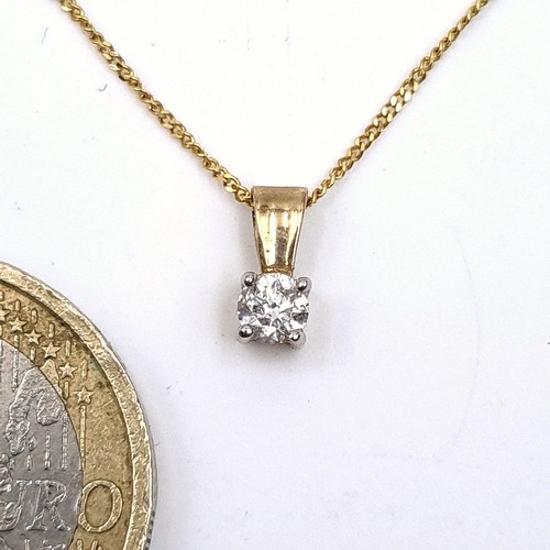 58 - Star Lot : A fabulous Good size diamond Solitaire pendant with 9K gold chain, length of chain 40cm, ... 