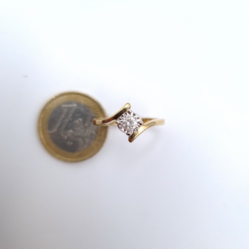 672 - Star Lot : A good quality 9K gold solitaire diamond ring with twist set mount, ring size O, weight  ... 