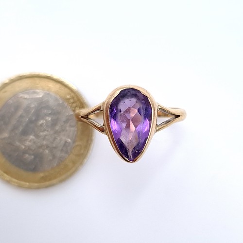 682 - Star Lot : A lovely large amethyst stone ring set in 9K gold, ring size O, weight 2.60 grams, boxed.