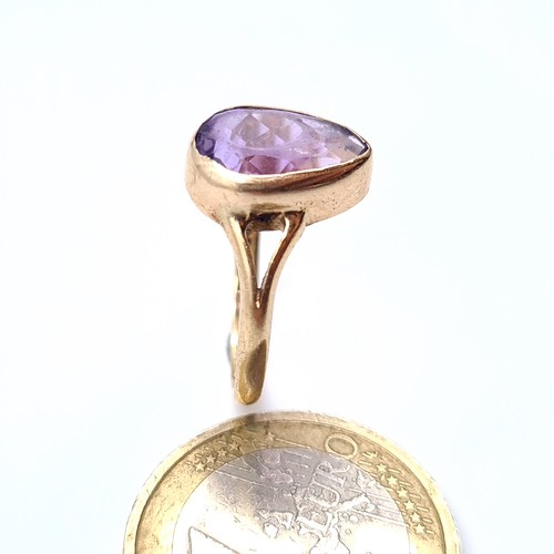 682 - Star Lot : A lovely large amethyst stone ring set in 9K gold, ring size O, weight 2.60 grams, boxed.