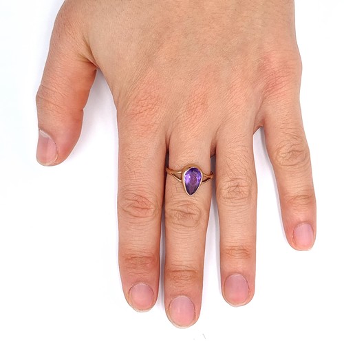 682 - Star Lot : A lovely large amethyst stone ring set in 9K gold, ring size O, weight 2.60 grams, boxed.