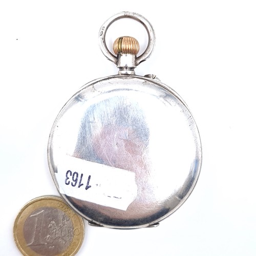 699 - A very handsome sterling silver cased pocket watch marked RS Rowell Oxford, watch has white enamel f... 