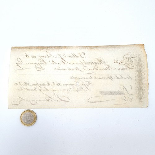 703 - A Dublin promissory note/cheque dated 27th of may, 1828 to the value of £400 , item in good conditio... 