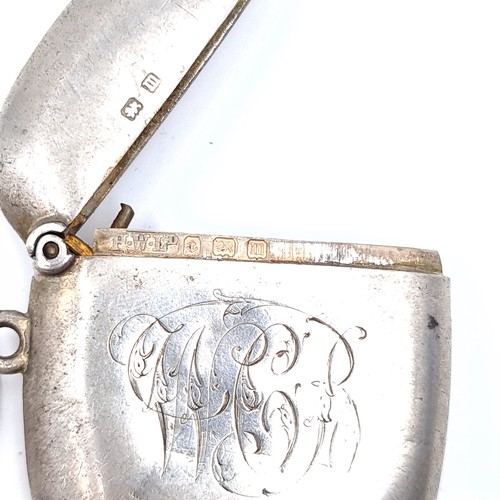 706 - A sterling silver vesta case, hallmarked. Case also features initialed front, 4cm square, weight 18.... 