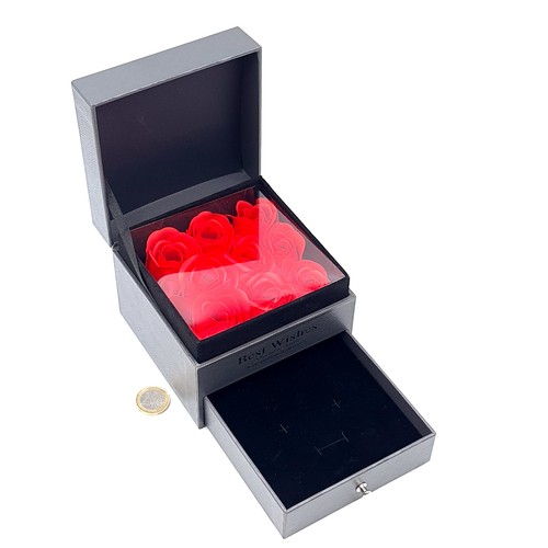 714 - A best wishes Jewellery box set with decorative roses set with drawer, 12cmx10cm. Feb 14th nudge nud... 