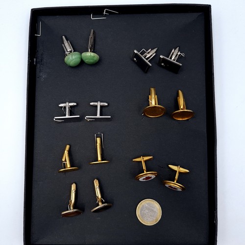 736 - A collection of seven pairs of gents cufflinks.