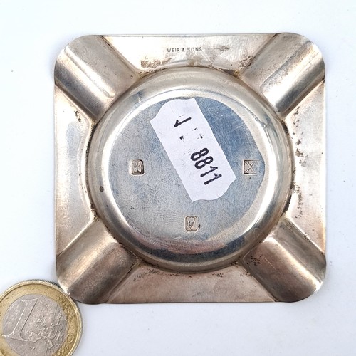 743 - An Irish silver ashtray, 6.5cm square, weight 26.24 grams.