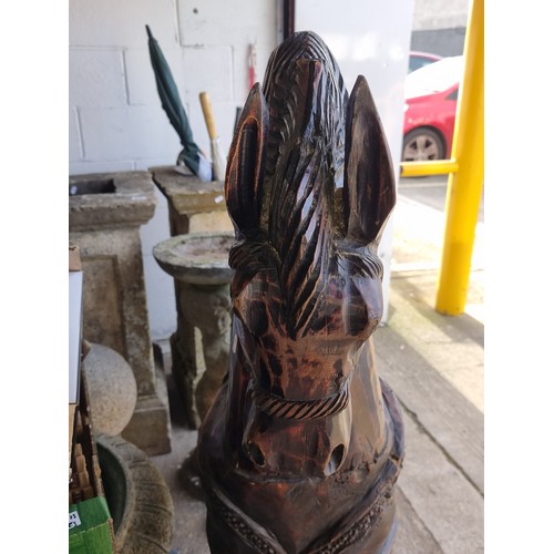 644 - Star Lot: A truly spectacular, very large wooden horse sculpture with lovely hand carved detail to f... 