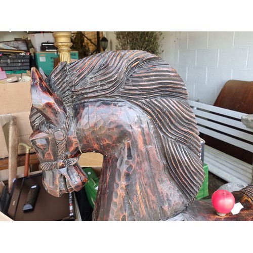 644 - Star Lot: A truly spectacular, very large wooden horse sculpture with lovely hand carved detail to f... 