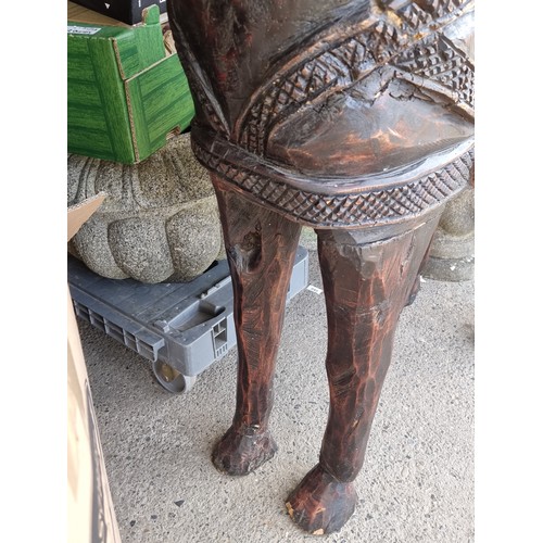 644 - Star Lot: A truly spectacular, very large wooden horse sculpture with lovely hand carved detail to f... 