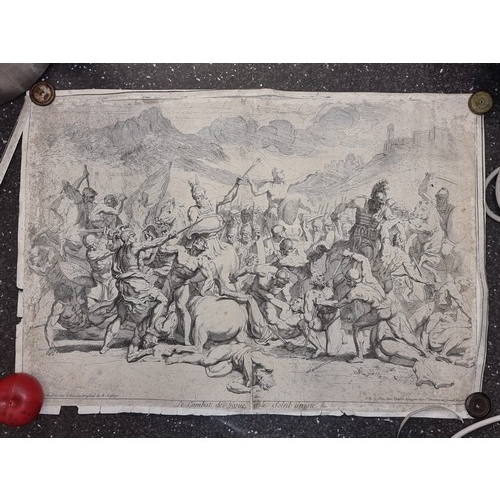 113 - A super 19th century Austrian Prinz Ludwig zu Windisch-Graetz engraving titled Le Combat de Josue et... 