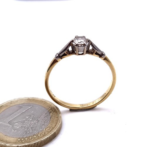 397 - Star Lot : A nice quality vintage 18K gold platinum mounted Large diamond solitaire ring in original... 