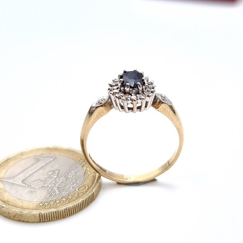 902 - Star Lot : A very pretty example of a 9K gold (375) diamond and sapphire ring, size N, weight 2.4 gr... 