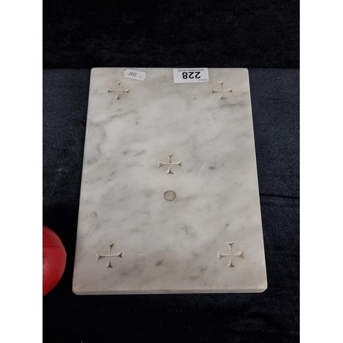 228 - Star Lot : A superb rare 19th century marble altar stone with a genuine relic enclosed. An altar sto... 