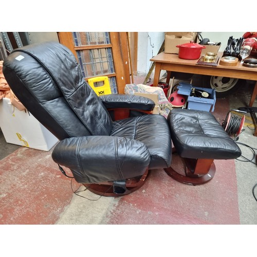 363 - Star Lot : A very stylish Kemi massage chair with matching foot stool with remote controlled vibrati... 