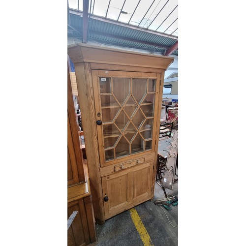 450 - Star Lot : A fabulous 19th century antique pine astro-glazed kitchen corner dresser.  From the kitch... 