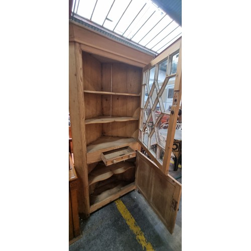 450 - Star Lot : A fabulous 19th century antique pine astro-glazed kitchen corner dresser.  From the kitch... 