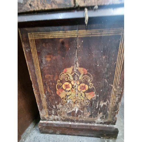 461 - A very tall  early19th century French Mobier provincial painted Grandfather clock case. Hand painted... 