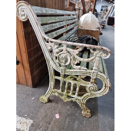 474 - Star Lot : A stunning very large 19th century cast metal heavy garden bench with neoclassical style ... 