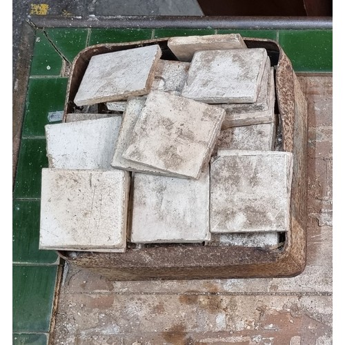 460 - A Victorian tile topped table with brass bound edge. Comes with original tiles to restore top. Prove... 