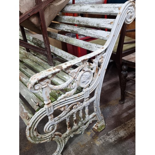 474 - Star Lot : A stunning very large 19th century cast metal heavy garden bench with neoclassical style ... 