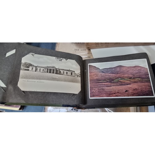 296 - A vintage full post card album containing antique and vintage black and white postcards from Scotlan... 