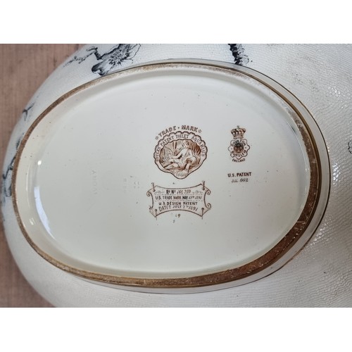 636 - A very very large antique Doulton Burslem basin dated to July 1891. Featuring an unusual tactile fin... 